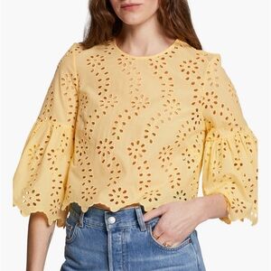& Other Stories Size 6 Eyelet Scallop Crop Blouse